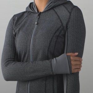 Lululemon Black Daily Practice Zip-Up Jacket Heathered Herringbone Hoodie